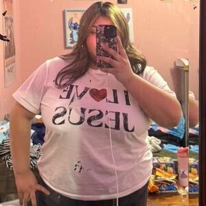 White Graphic T-Shirt with Heart Design